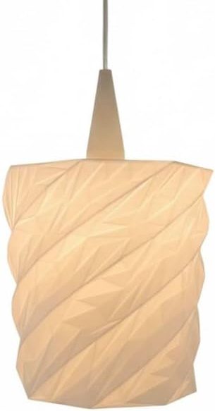 Hängelampe mit gewundener, weißer Lampenschirm-Optik.